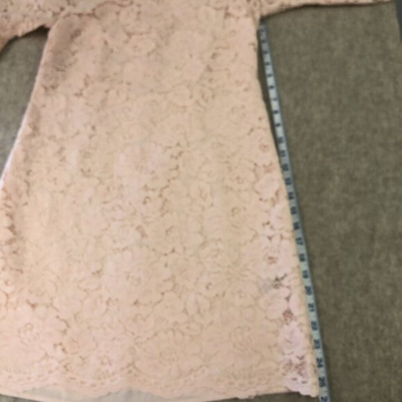 Vince Camuto Womens Sz 6 Lace Floral Flared Bell Sleeves Pink Peachy Shift Dress - Picture 12 of 12